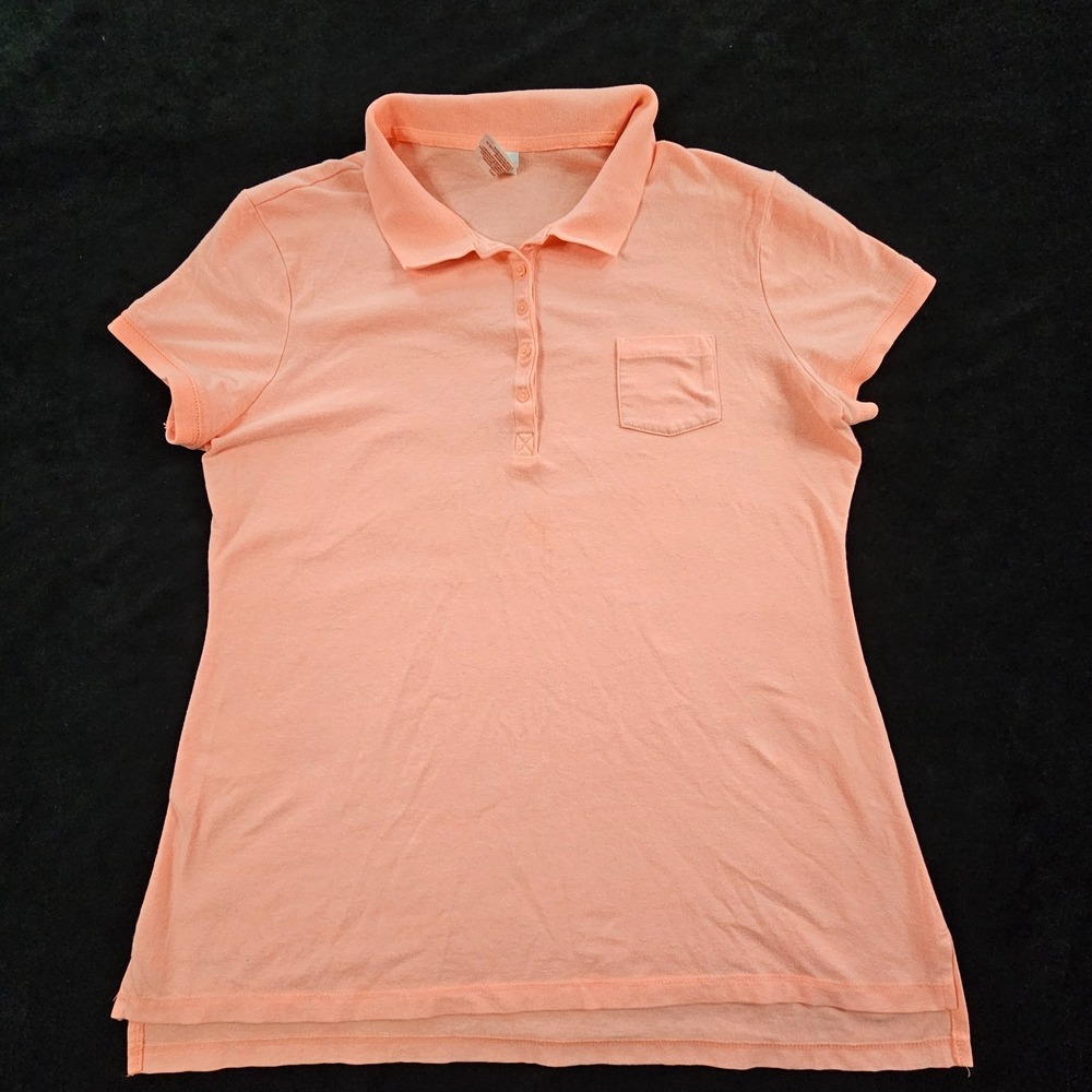 No Boundaries Orange Short Sleeve Cotton Blend Polo Shirt Women's Juniors XL